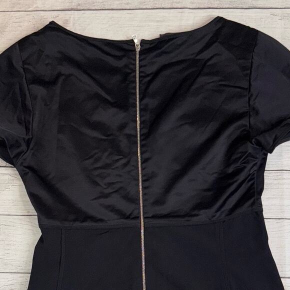 Narciso Rodriguez Black V-Neck Mini Sheath Dress Short Sleeves Size Small - Picture 7 of 8